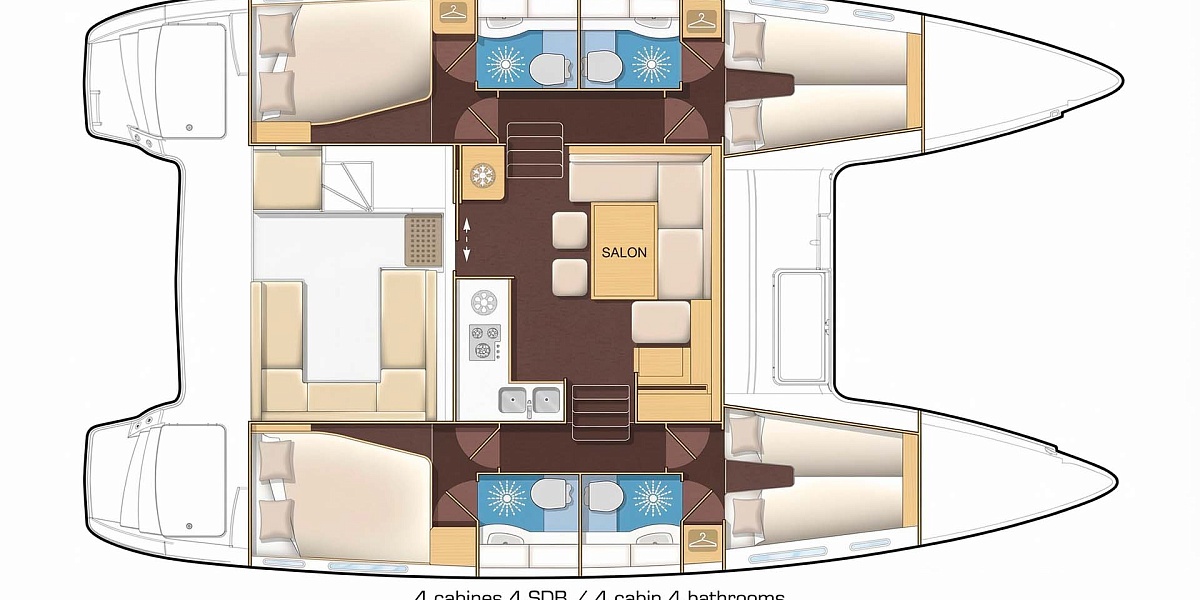 Аренда парусного катамарана Lagoon 400 S2 на Пхукете - план палуб